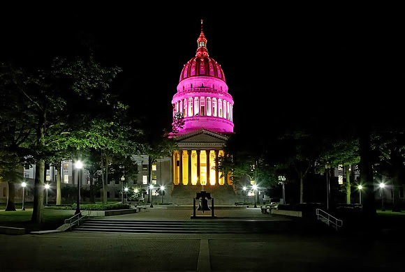 The West Virginia Capitol in Pink