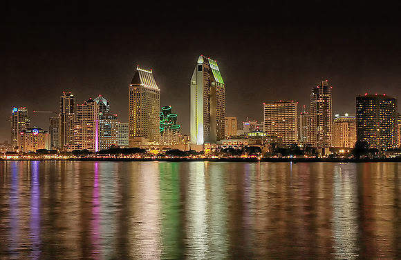 San Diego, California Skyline at Night