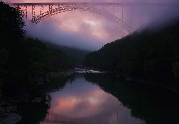 New River Gorge Bridge Stormy Sunset