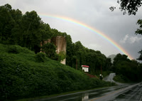 Rainbow over old Coal Silo in Smithers
