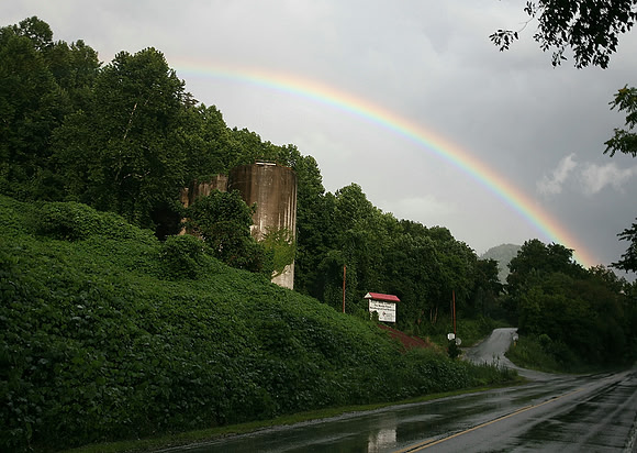 Rainbow over old Coal Silo in Smithers