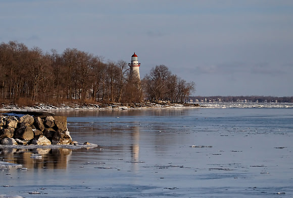 Wide View of the Lighthouse and Surrounding Shoreline
